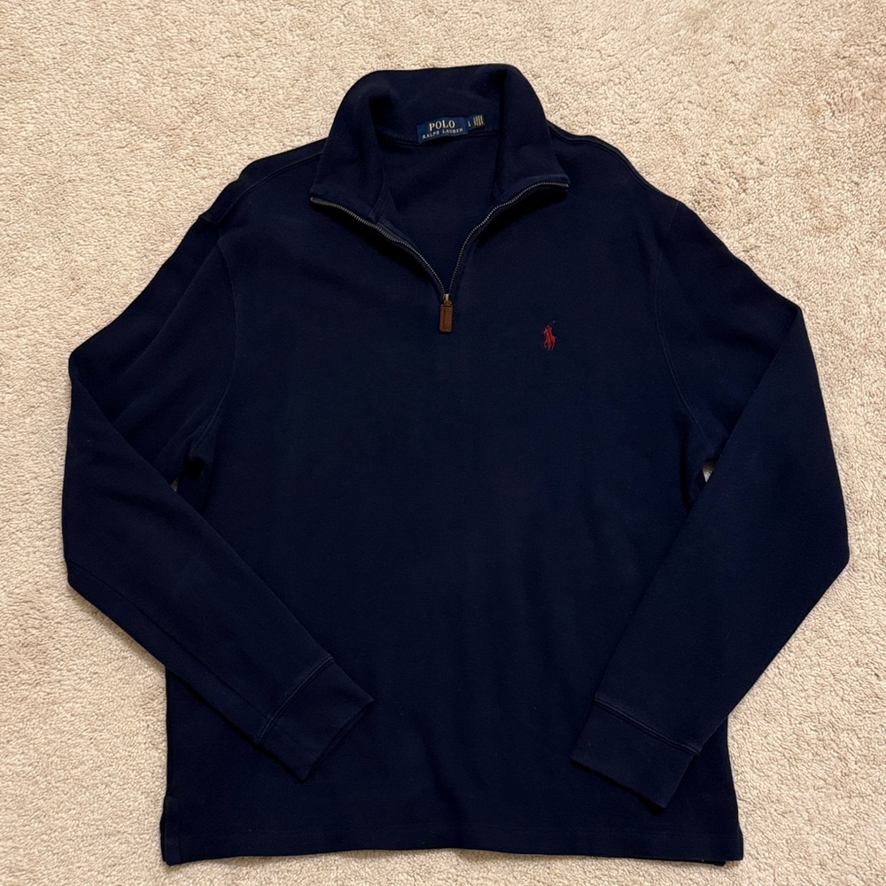 Navy Blue 1/4 Quarter Zip Sweater Polo Ralph Lauren